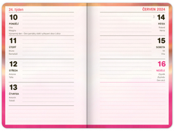 Školský denník Pink Stripes (september 2023 - december 2024), 9,8 × 14,5 cm