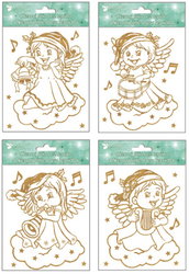 Angel window film with gold glitter 18x15cm