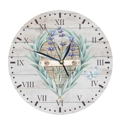 Dřevěné hodiny 24 cm pro milovníky Provence – Levandule