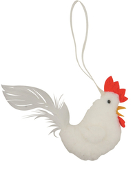 White plush hen for hanging 8 cm