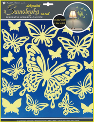 Glow in the dark wall stickers 32 x 31 cm, butterflies