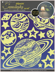 Glow in the dark wall stickers 32 x 31cm, planets