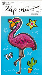 Notizbuch liniert genäht, mit 3D-Flamingo (Engel)