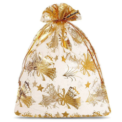 Organza bag 26 x 35 cm - Christmas gold