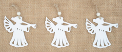 Angel wooden hanging white 7 cm 3 pieces