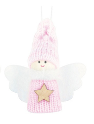 Engel mit Holzstern rosa 