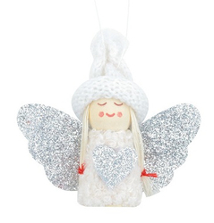 Hanging Angel with Silver Wings 7.5cm White Dress 
