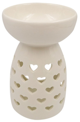 Aromalampe Porzellan weiß mit Herzen 14 cm 