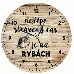 Wooden clock for fishermen - time to fish