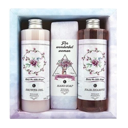 Boho Style Set Gel 250ml, Soap 145g and Shampoo 250ml - Roses