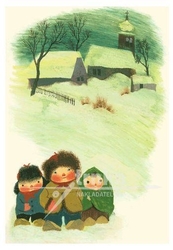 Pohled - Děti ve sněhu