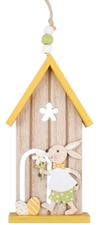 A house with a yellow bunny