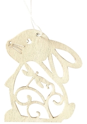 Wooden rabbit for hanging 8 cm, white