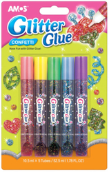 Glitter glue with confetti 5 x 10.5 ml 