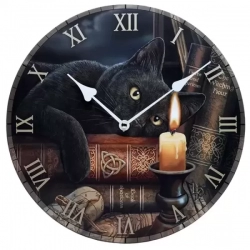 Cat and books wall clock