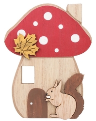 Wooden mushroom with a squirrel 11.5 cm