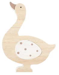 White wooden stand goose