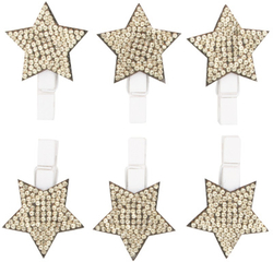 Star with gold stones on peg 3 cm 6 pcs