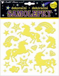 Stickers glow in the dark unicorns 18 x 18 cm 