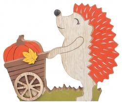 Dřevěný ježek s vozíkem na postavení 12 cm