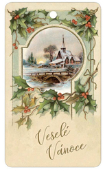 Aromatická karta malá 11 x 6,3 cm - Veselé Vianoce hnedá