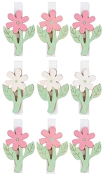 Wooden flowers on a peg