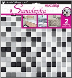 Samolepka na zeď mozaika plastická, imitace obkladů, 2 archy 25,5 x 25,5 cm