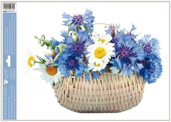 Window film flowers in a basket BLUE FLOWERS 