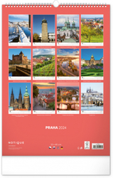 Nástenný kalendár Praha 2024, 33 × 46 cm