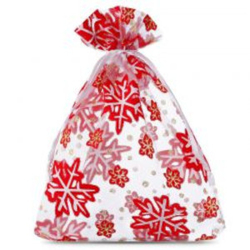 Organza bag Christmas red snowflake motif