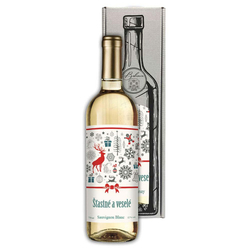 Vianočné víno 0,75 l – Šťastné a veselé – Chardonnay suché