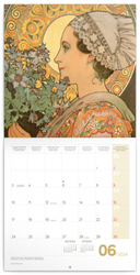 Kalendár poznámkového bloku Alfons Mucha 2024, 30 × 30 cm