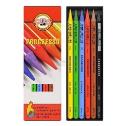 Progressa 6pcs, non -fluffy crayons in varnish