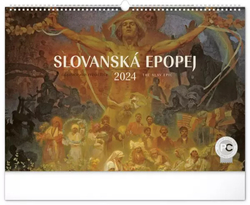Настінний календар слов'янський епос - Alfons Mucha 2024, 48 × 33 см