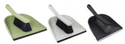 Broom and scoop with rubber strip, mix of colors