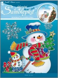 Snowman sticker with silver outline 18x18cm