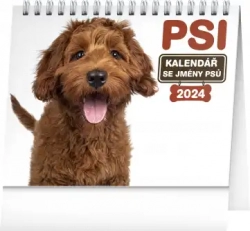 Stolní kalendář Psi – se jmény psů 2024, 16,5 × 13 cm 