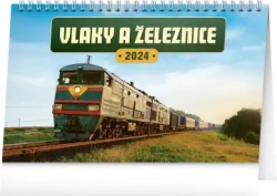 Stolní kalendář Vlaky a železnice 2024, 23,1 × 14,5 cm