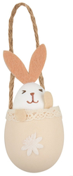 Egg with hare for hanging 10 cm beige