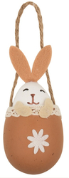 Egg with hare for hanging 10 cm brown