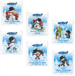 Weihnachtspaket mit schwarzem, grünem, weißen Tees Schneemann 6 x 20 x 1,5 g