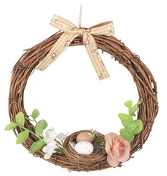 Wreath with nest and brown bow 20 cm