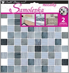 Plastikowa naklejka ścienna z mozaiką, imitacja płytek, 2 arkusze 25,5 x 25,5 cm