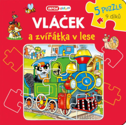 Vlak a zvieratá v lese - kniha Puzzle