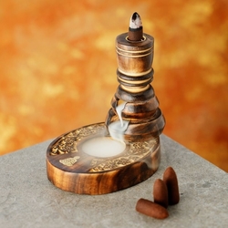 Rauch-Wasserfall-Aromalampe, Blumengarten aus Mangoholz, geschnitzt (Puckator)