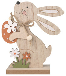 Wooden hare with an egg for standing 14 cm - Damaged