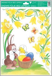 Corner window film with traditional Easter motifs - BUNNY WITH BASKET