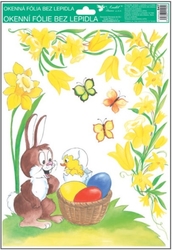 Eckfensterfolie mit traditionellen Ostermotiven – HASE MIT KORB