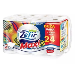 Toaletní papír Zefir 24 rolí - 2vrstvý - 150 listů - 100% celulóza 