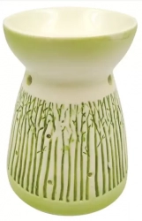 Porcelain aroma lamp with green decor 11 cm